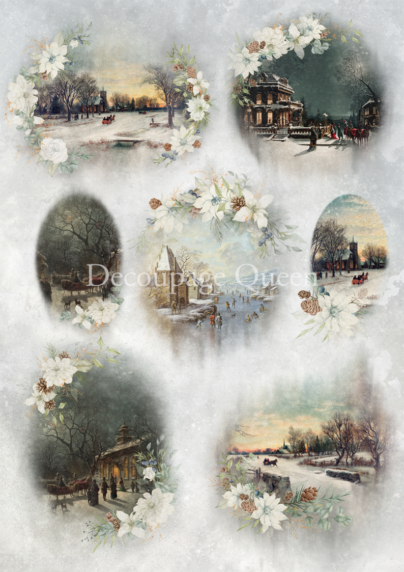 Dainty & queen winter scenes  Rice Paper A3 (11.7 X 16.5 INCHES)