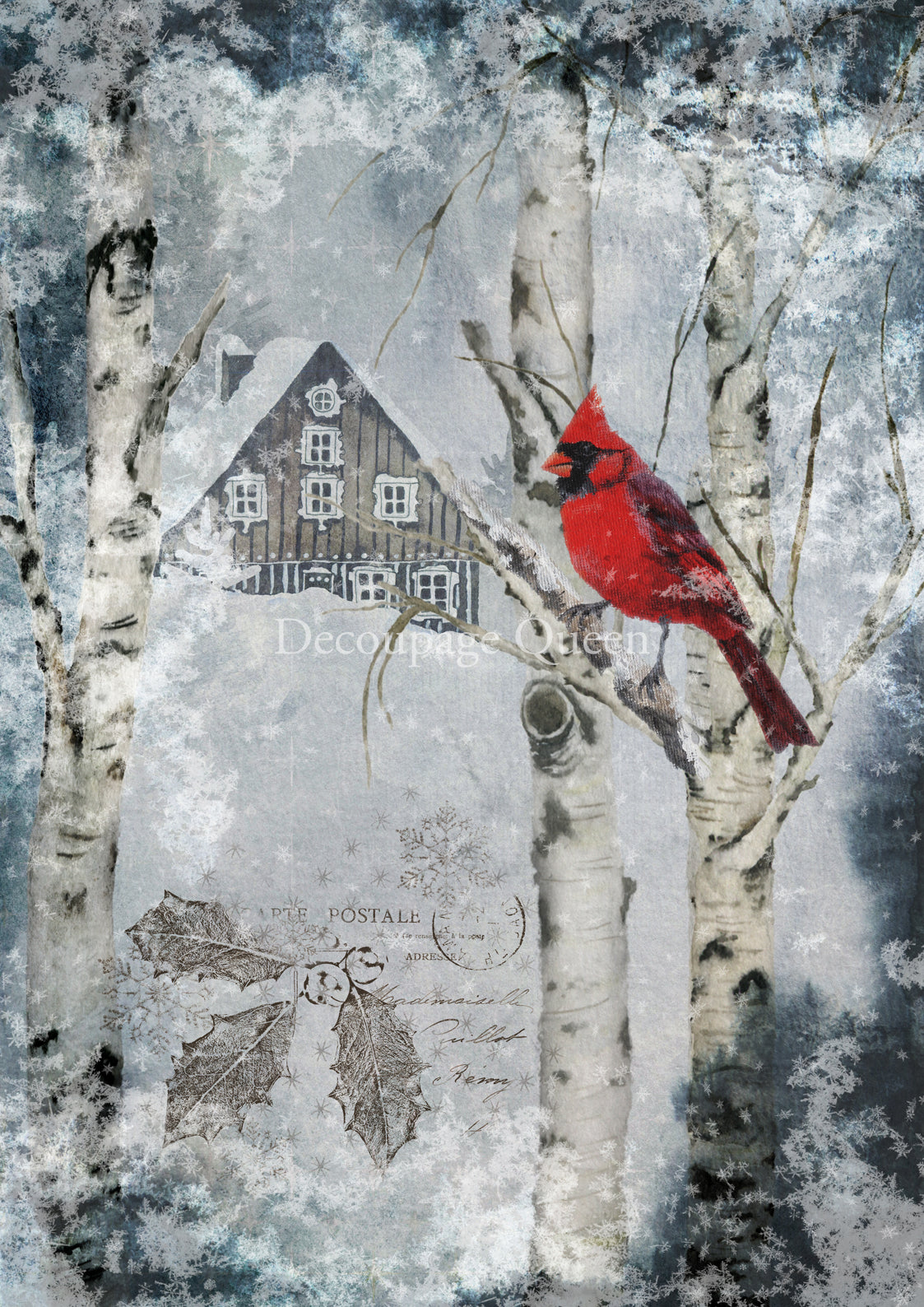 WINTER CARDINAL Rice Paper A3 (11.7 X 16.5 INCHES)