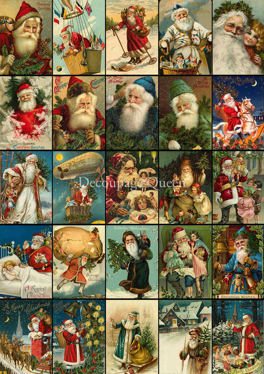 ADVENT SANTAS Rice Paper A3 (11.7 X 16.5 INCHES)