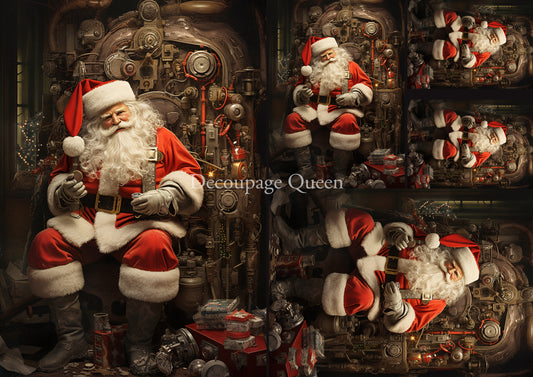 Decoupage Queen, SANTA THE TINKERER Rice Paper A3 (11.7 X 16.5 INCHES) AI ASSISTED LIMITED EDITION