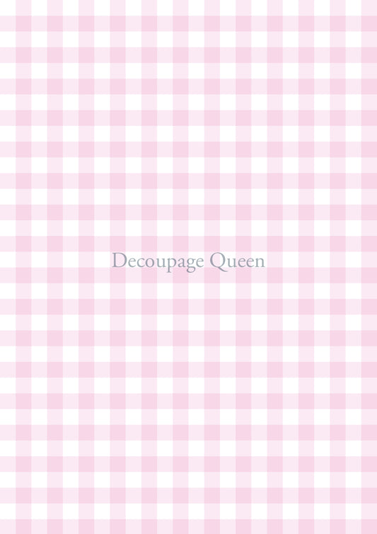 Decoupage Queen, PINK GINGHAM Rice Paper A3 (11.7 X 16.5 INCHES) 0541