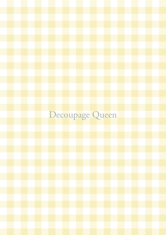 Decoupage Queen, YELLOW GINGHAM Rice Paper A3 (11.7 X 16.5 INCHES) 0544