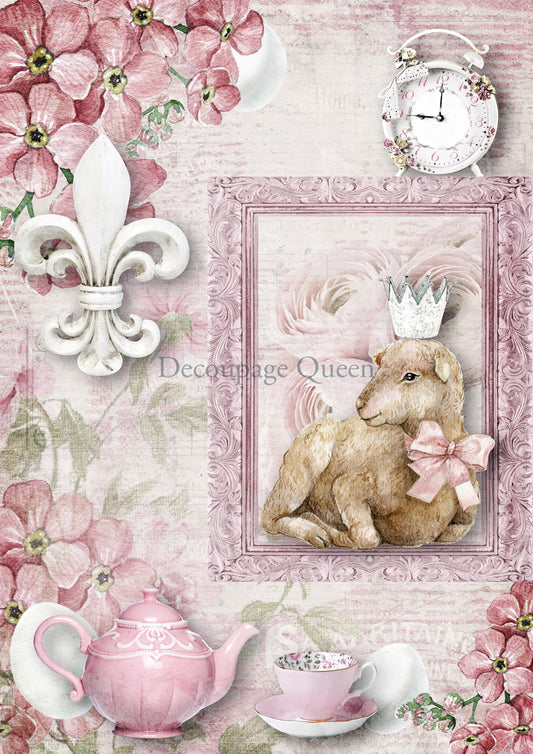 Decoupage Queen EASTER LAMB Rice Paper A4 (11.7 X 8.3 INCHES) 0545