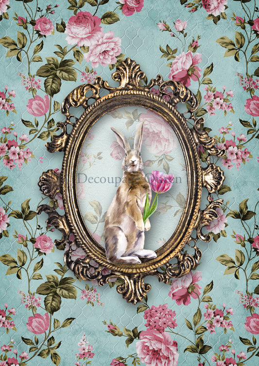 Decoupage Queen, MR COTTON TAIL Rice Paper A4 (11.7 X 8.3 INCHES) 0547