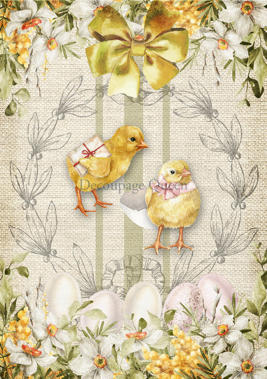 Decoupage Queen EASTER CHICKS Rice Paper A4 (11.7 X 8.3 INCHES) 0548