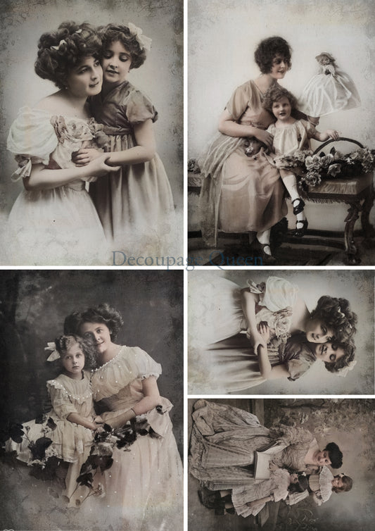 Decoupage Queen, MOMS & DAUGHTERS Rice Paper A4 (11.7 X 8.3 INCHES) 0581