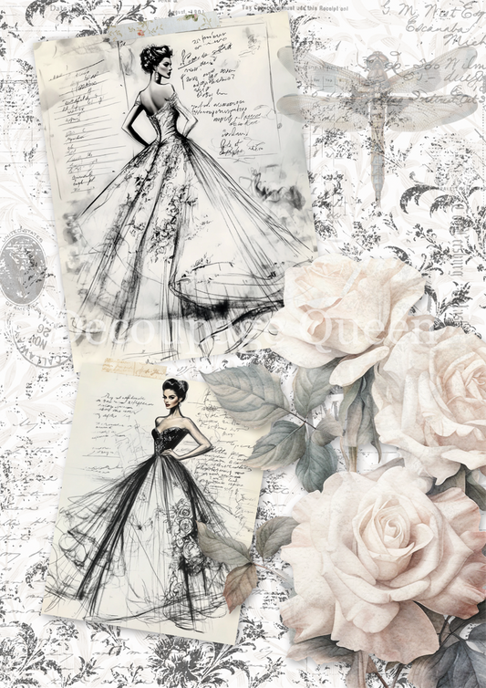 Decoupage Queen, Dainty & queen  PEONIES & LACE Rice Paper A4 (11.7 X 8.3  INCHES)