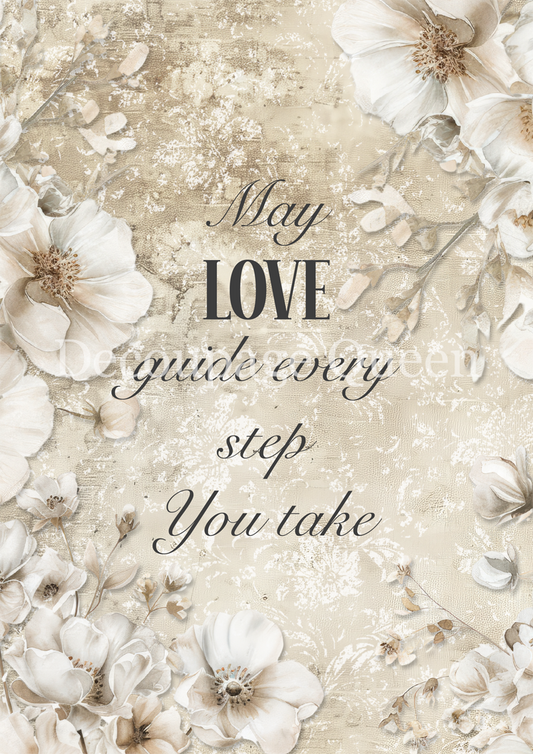 Decoupage Queen, Dainty & queen MAY LOVE GUIDE YOU  Rice Paper A4 (11.7 X 8.3  INCHES)