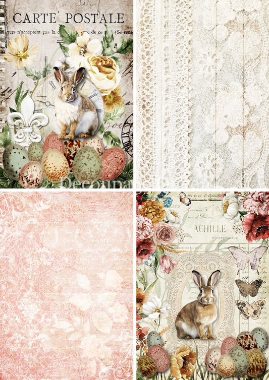 Decoupage Queen VINTAGE EASTER FOUR PACK Rice Paper spring 2025 A4