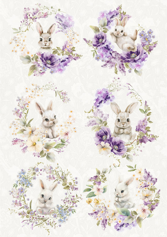 Decoupage Queen SPRING BUNNIES Rice Paper spring 2025 A4