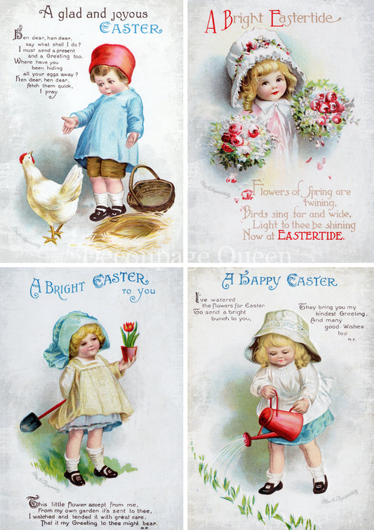 Decoupage Queen VINTAGE EASTERTIDE FOUR PACK Rice Paper spring 2025 A4