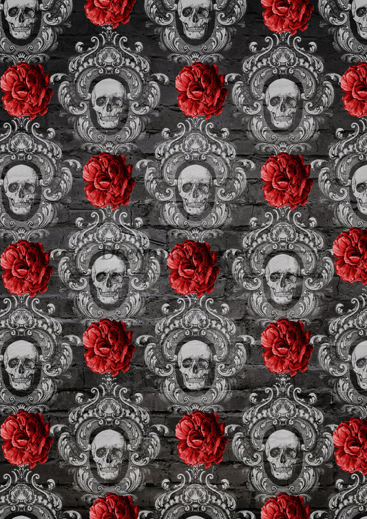 Decoupage Queen Framed Skulls Rice Paper A3 & A4