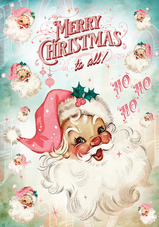 Pink Santa Face Rice Paper paper design