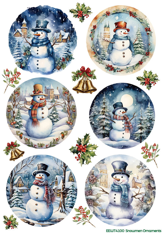 Water Transfers snowman ornaments