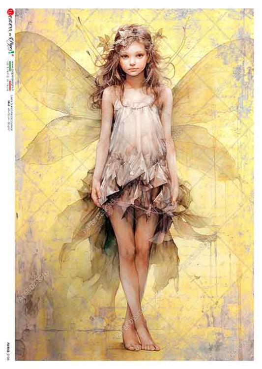 Paper Designs FAIRIES 0108 FAIRY WITH FLOWER CROWN PAPER A4  (8.3 16.5 INCHES)