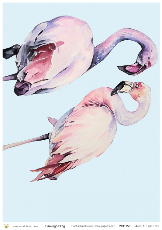 Posh Chalk Deluxe Decoupage Paper FLAMINGO FLING A3 (11.7 X 16.5 INCHES)