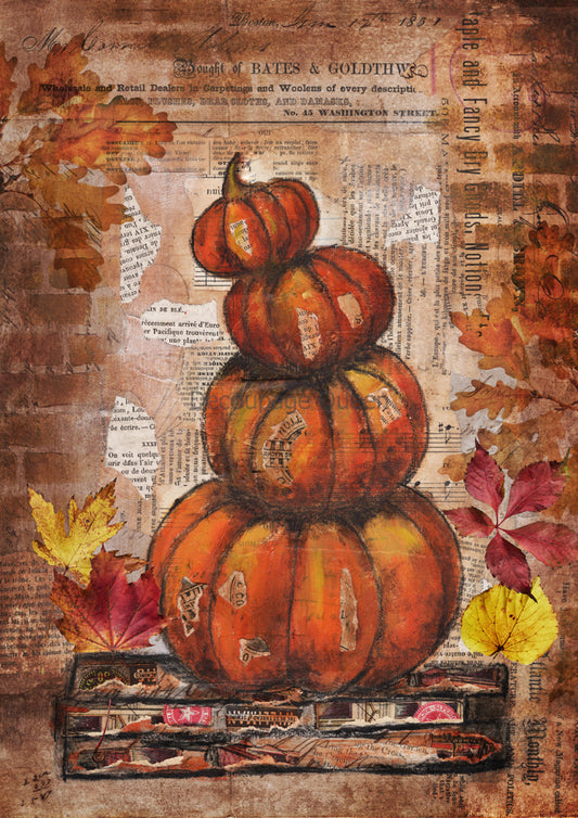 Decoupage Queen Grunge Pumpkins A4 (8.3  11.7 INCHES) fall 24