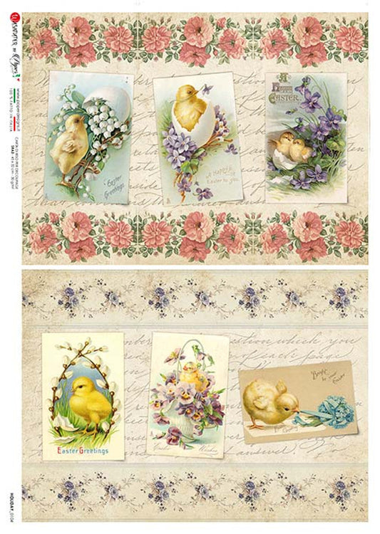 Paper Designs 0104 holiday easter CHICKS EGGS PAPER A4  (8.3 16.5 INCHES)