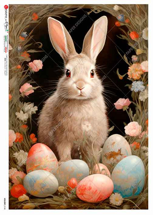 Paper Designs 0140 holiday BUNNY WITH EASTER EGGS PAPER A4  (8.3 16.5 INCHES)