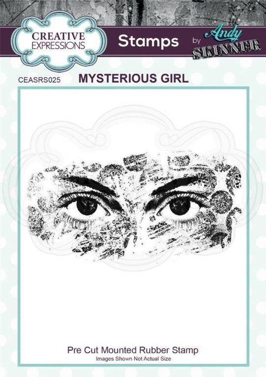 CREATIVE EXPRESSIONS ANDY SKINNER MYSTERIOUS GIRL RUBBER STAMP 1.9 X 3.9 INCHES