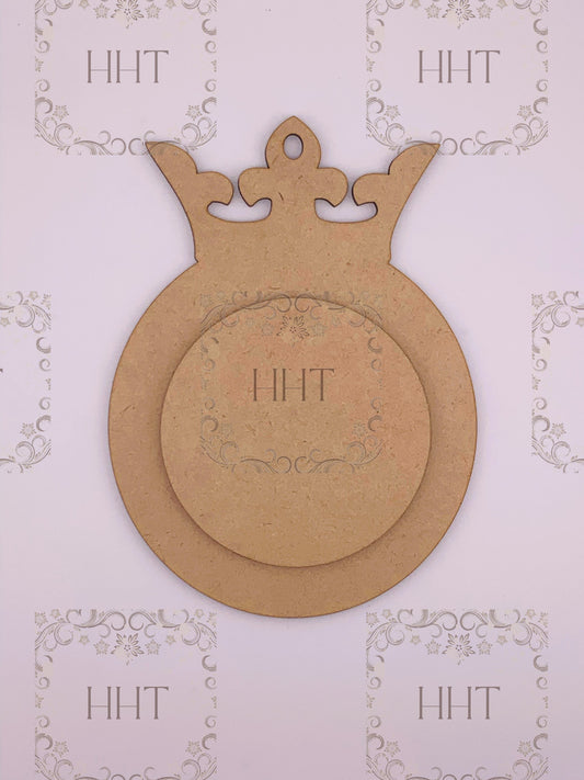 Handcrafted Holiday Traditions MDF Crown Ornament with Center Overlay, 2 pieces