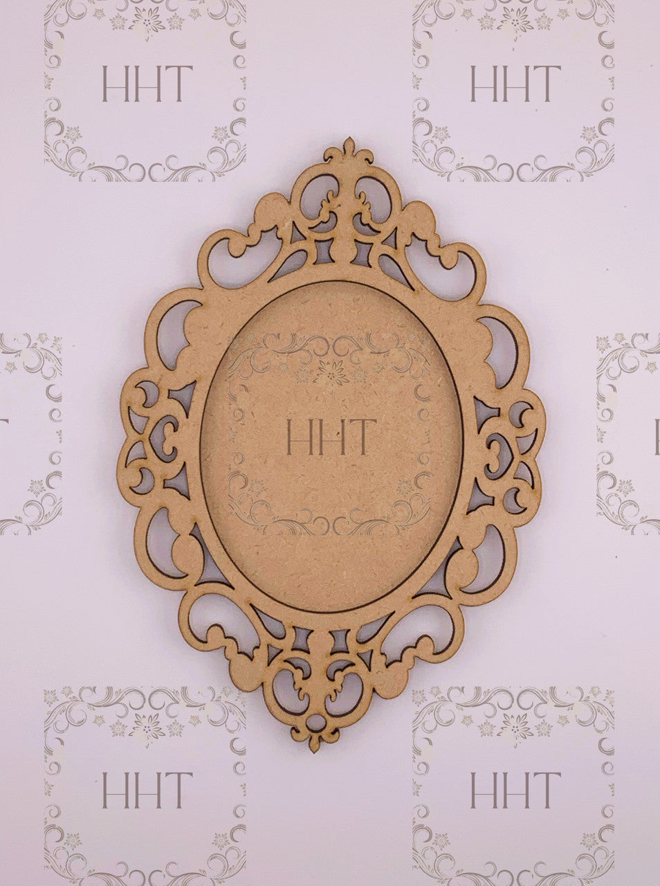 MDF ORNAMENT WITH OVERLAY SCROLL FRAME 2 PIECES