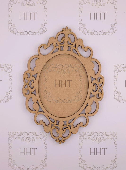 MDF ORNAMENT WITH OVERLAY SCROLL FRAME 2 PIECES