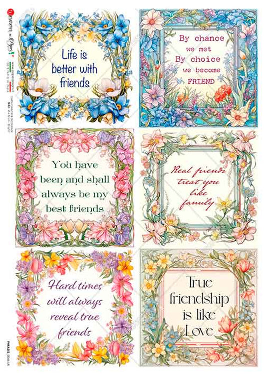 Paper Designs FRIENDSHIP  SENTIMENTS PHRASES A4 (8.3 X 11.7 INCHES)
