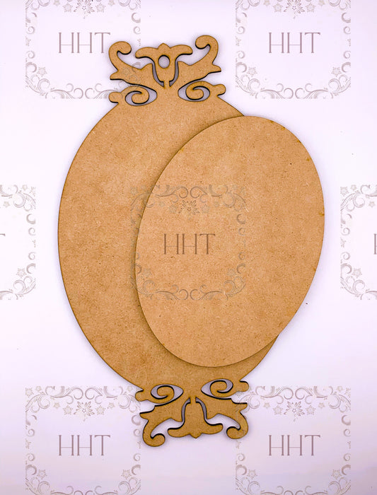 Handcrafted Holiday Traditions MDF Plaque with Overlay Center Oval, 2 pieces