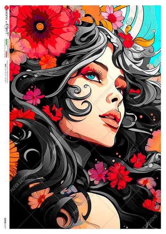Paper Designs  black haired beauty color pop SCENE  0197 A4 (8.3 X 11.7 INCHES)