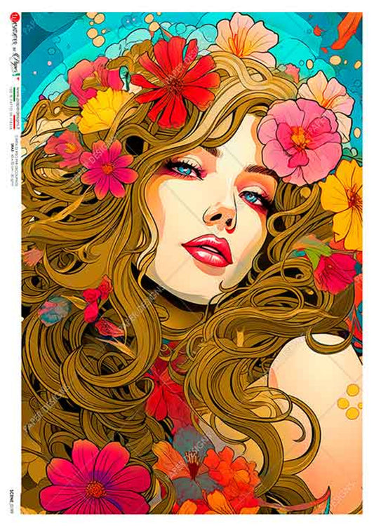 Paper Designs  LUSH LOCKS FLORAL color pop SCENE  0199 A4 (8.3 X 11.7 INCHES)