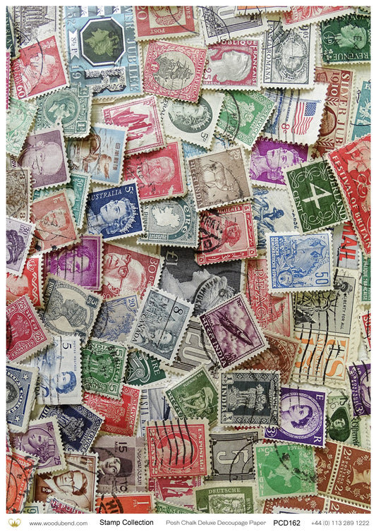 Posh Chalk Deluxe Decoupage Paper STAMP COLLECTION A3 (11.7 X 16.5 INCHES)