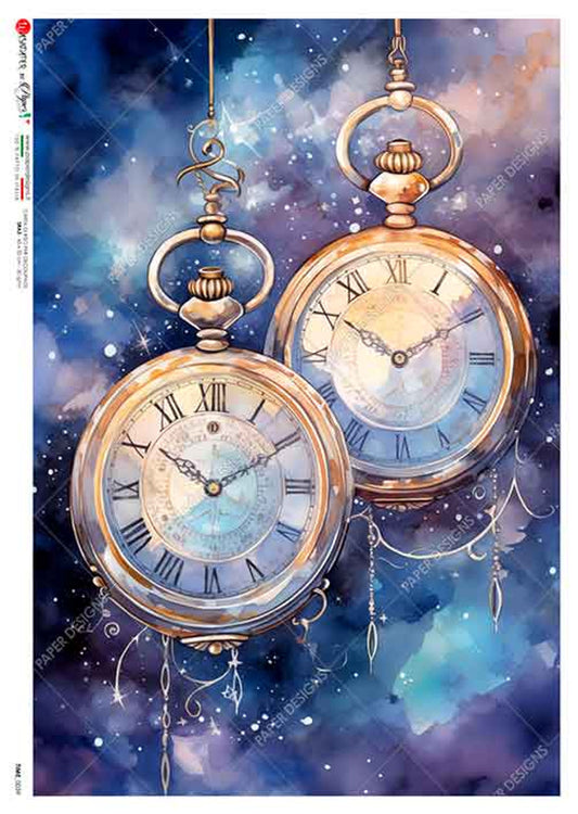 Paper Designs 0059 TIME DOUBLE GALAXY POCKET WATCHES PAPER A4  (8.3 16.5 INCHES)