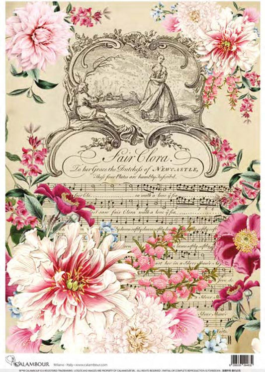 Calambour Fair Clora  floral symphony Rice Paper A4  8.3 X 11.7  inches