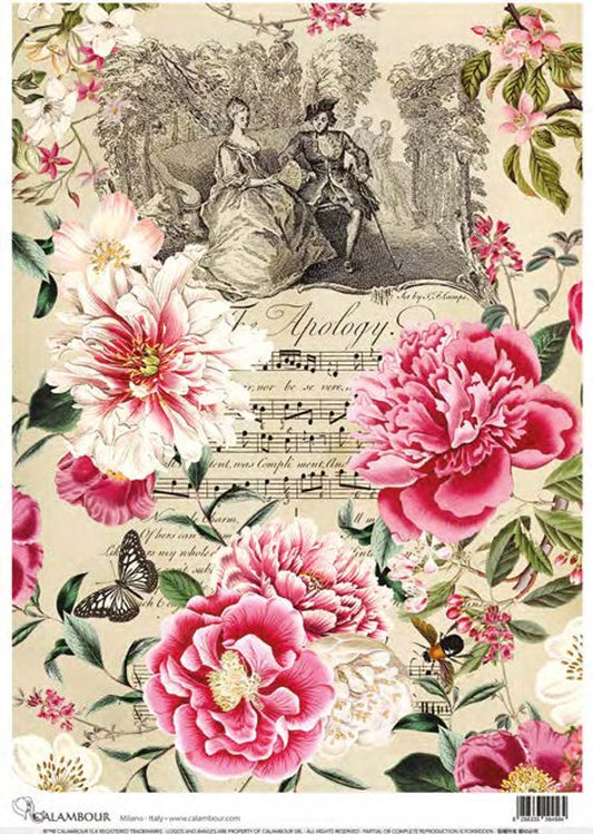 Calambour the apology floral symphony Rice Paper A4  8.3 X 11.7  inches