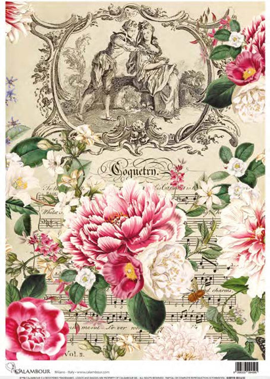 Calambour The flirtation floral symphony Rice Paper A4  8.3 X 11.7  inches