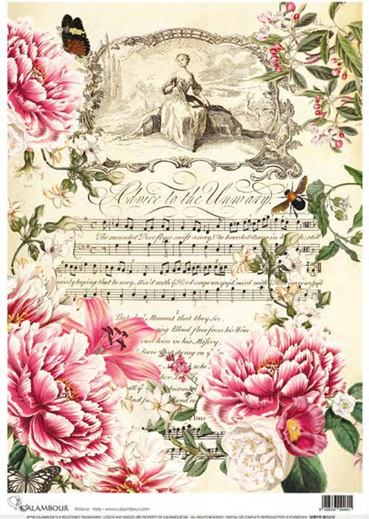 Calambour Advice to the Unwary floral symphony Rice Paper A3 8.3 X 11.7  inches