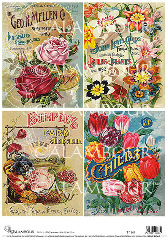 Calambour Mellen Burpees Childs Floral Rice Paper A4  8.3 X 11.7  inches