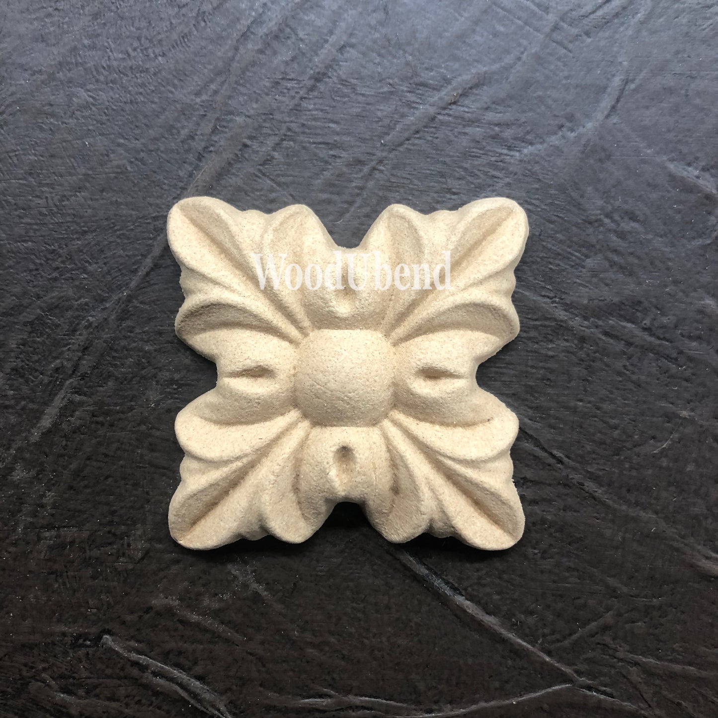 woodubend 5.5x5.5 cm square flower center furniture moulding SKU 1335. bendable when heated