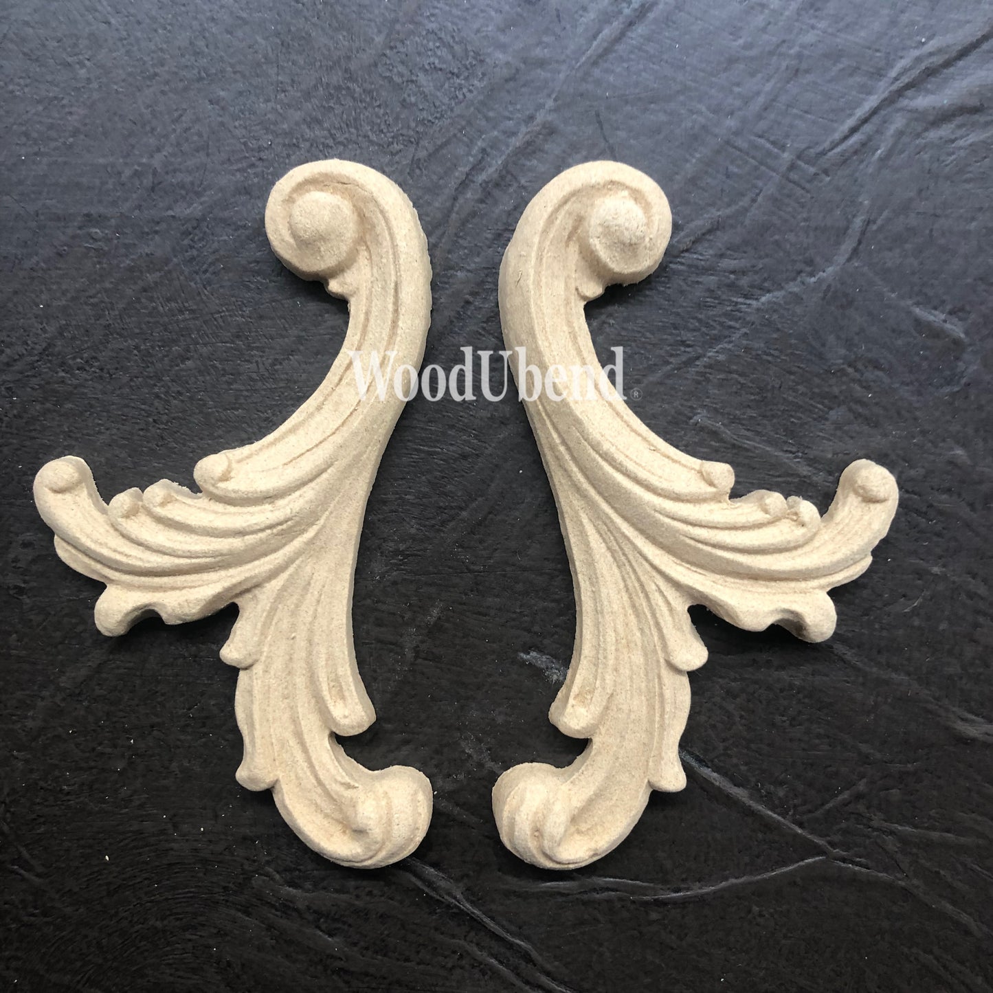 woodubend  10 X 6 cm pair of Furniture Applique Sku 1338, bendable when heated.