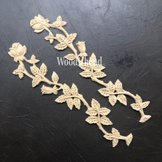woodubend 36 x 7 cms set of 2 Pediment Applique Roses & stems SKU 1413 bendable when  heated comes in 2 pieces