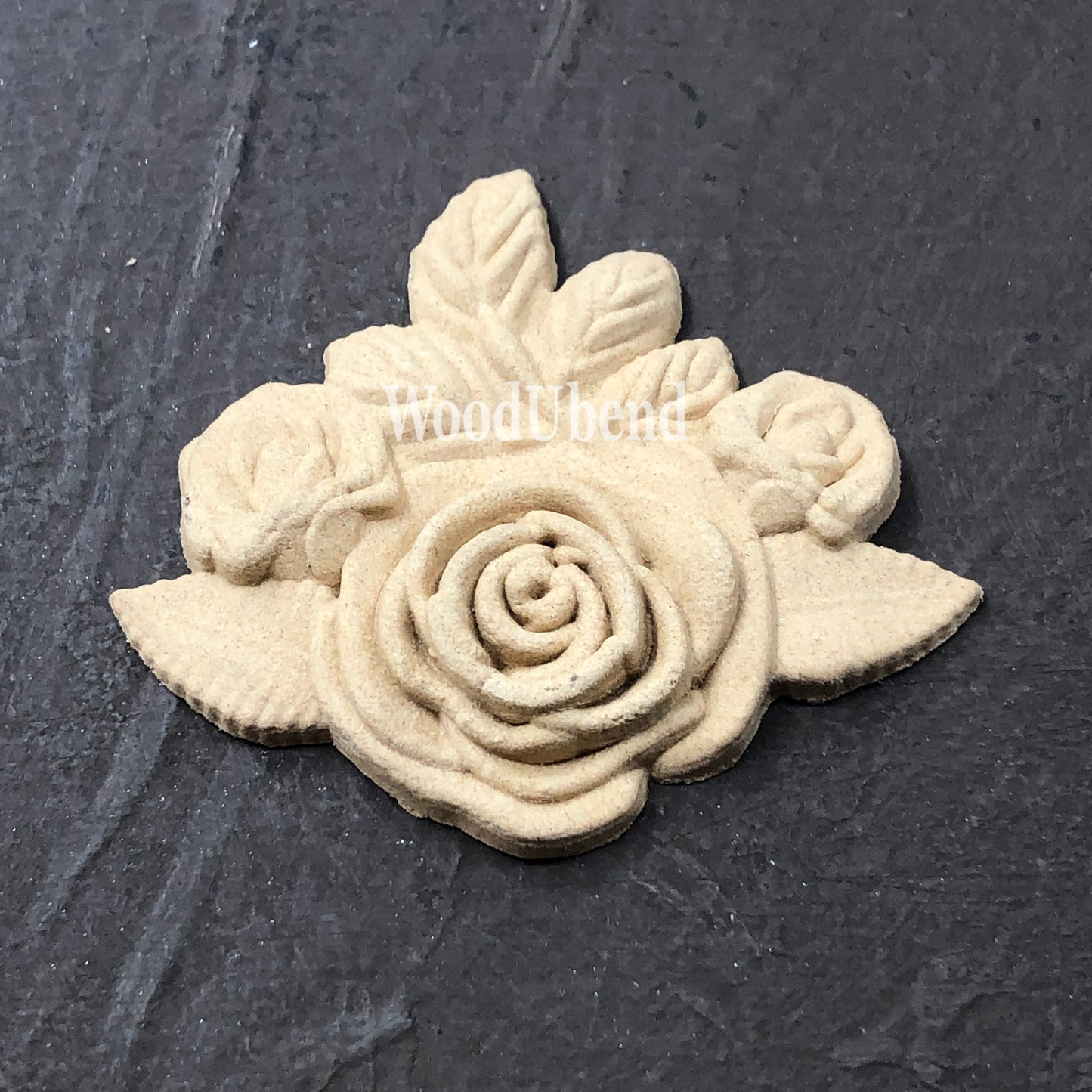 WoodUbend Rose Applique: Bendable Furniture Moulding (6cm) SKU 0330