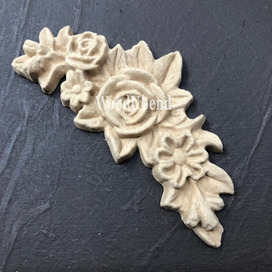 woodubend 11.5cmx5.5cm,  flower garland Moulding, Decorative SKU 0348 bendable when heated