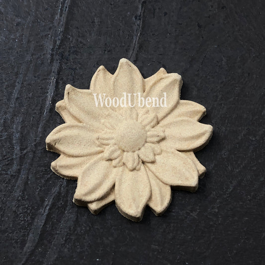 WoodUbend Flower Applique: Bendable Furniture Moulding (5x5cm) SKU 0354 bendable when heated
