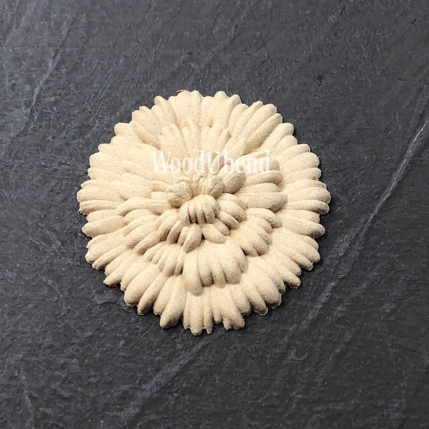 woodubend 5 x 5cm , Decorative flower Applique/WoodUbend Flat Carnation Moulding, SKU 0356 Bendable when heated.