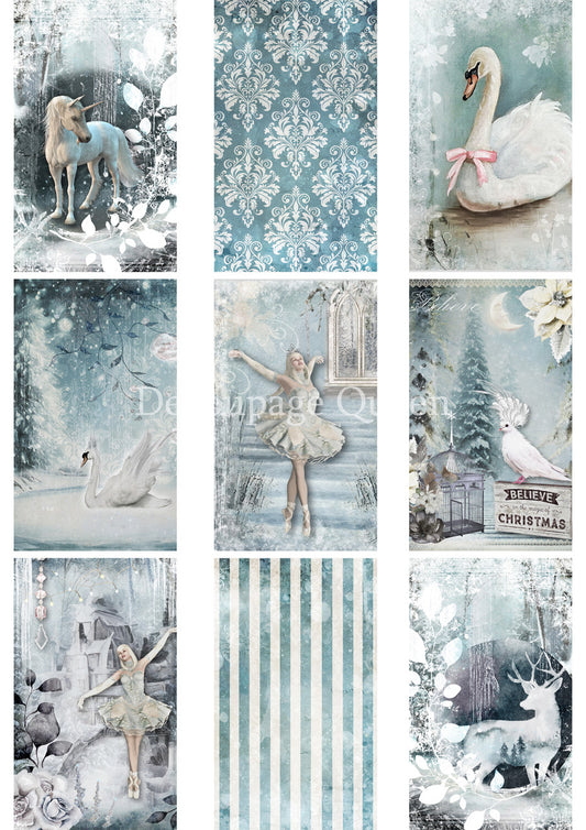 Decoupage Queen Winter Fantasy Tags Rice Paper winter 24