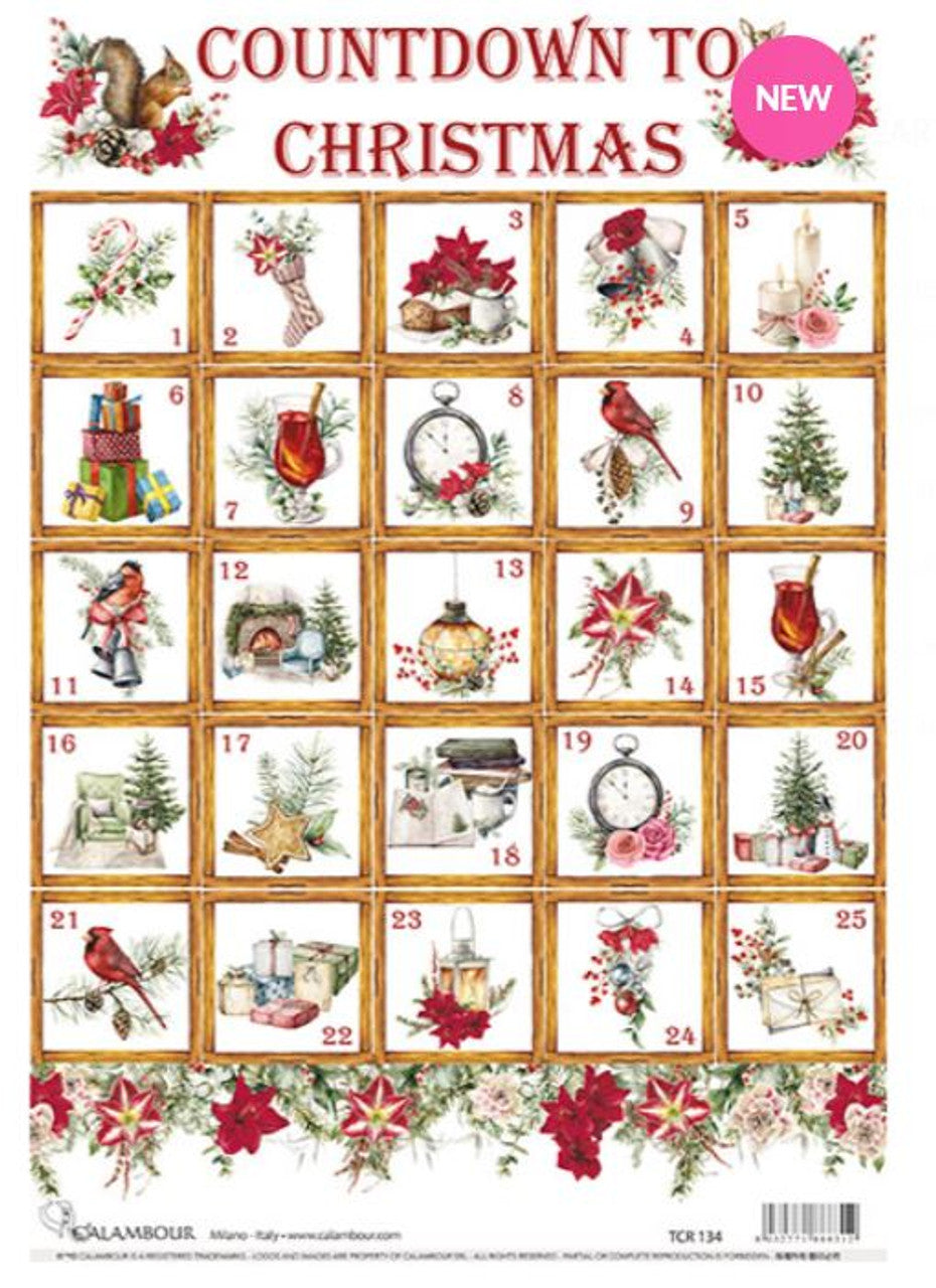 Calambour christmas Advent squares Rice Paper A3 ( 12.5 X 18 INCHES)
