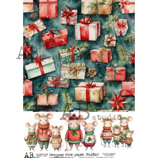 AB Studios Rice Paper Gift Boxes  & Mice A4  2369