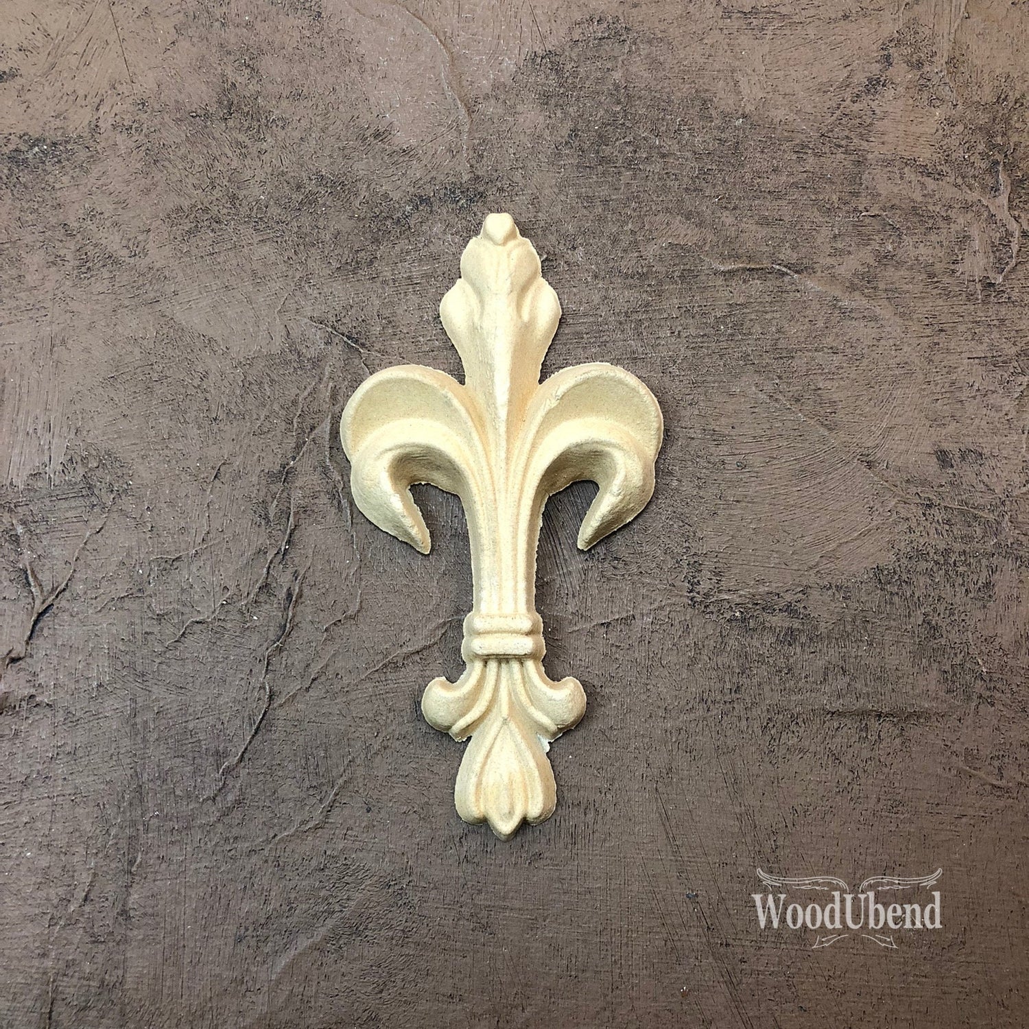 woodubend 10cm x 5,5 cm, Fleur de Lis Ornament, Decorative Furniture Applique/WoodUbend Furniture Moulding, SKU 1347