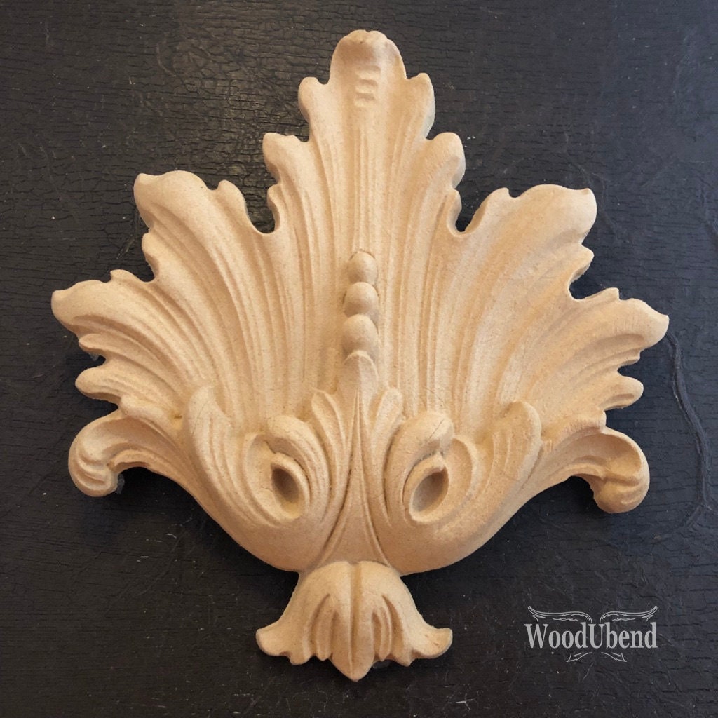woodubend 19.3 x 11.7 cm, Decorative Acanthus Applique Furniture Moulding, SKU 1721 bendable when heated